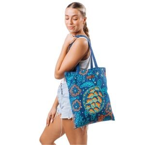 Sand Cloud , Shark Ripples Tote Organic Cotton Fair Trade Tote Bag, NWT